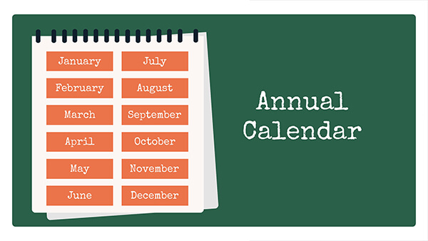 create educational presentation Interactive Annual calendar 2024 template