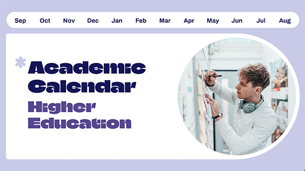 create educational presentation Interactive Higher education academic calendar template