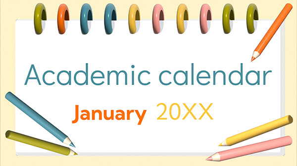 Interactive January academic calendar template