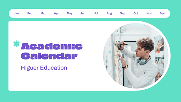 create educational presentation Interactive January higher education academic calendar template