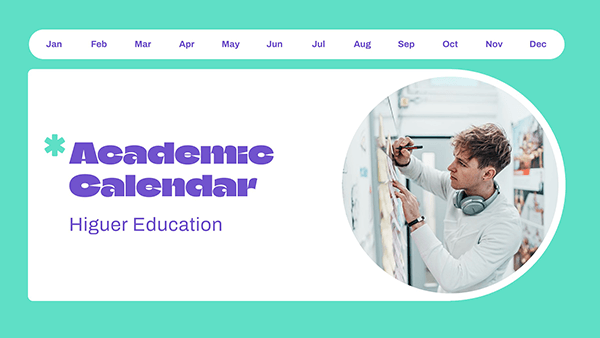 Interactive January higher education academic calendar template
