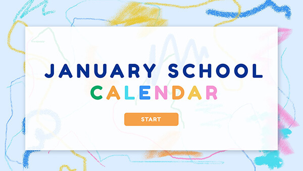 Interactive January school calendar  template