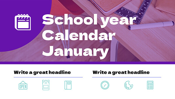 create educational presentation Interactive School year calendar january template