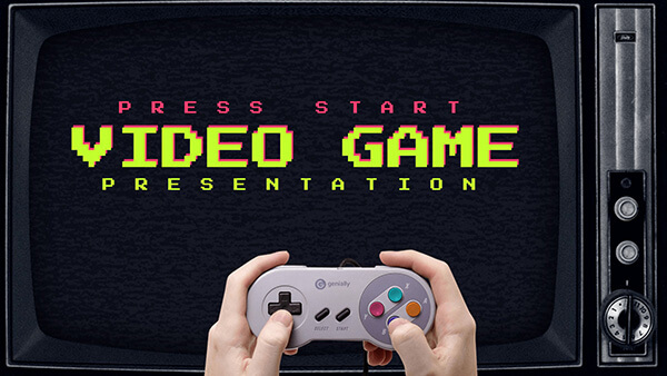 create educational presentation Interactive Video game presentation template