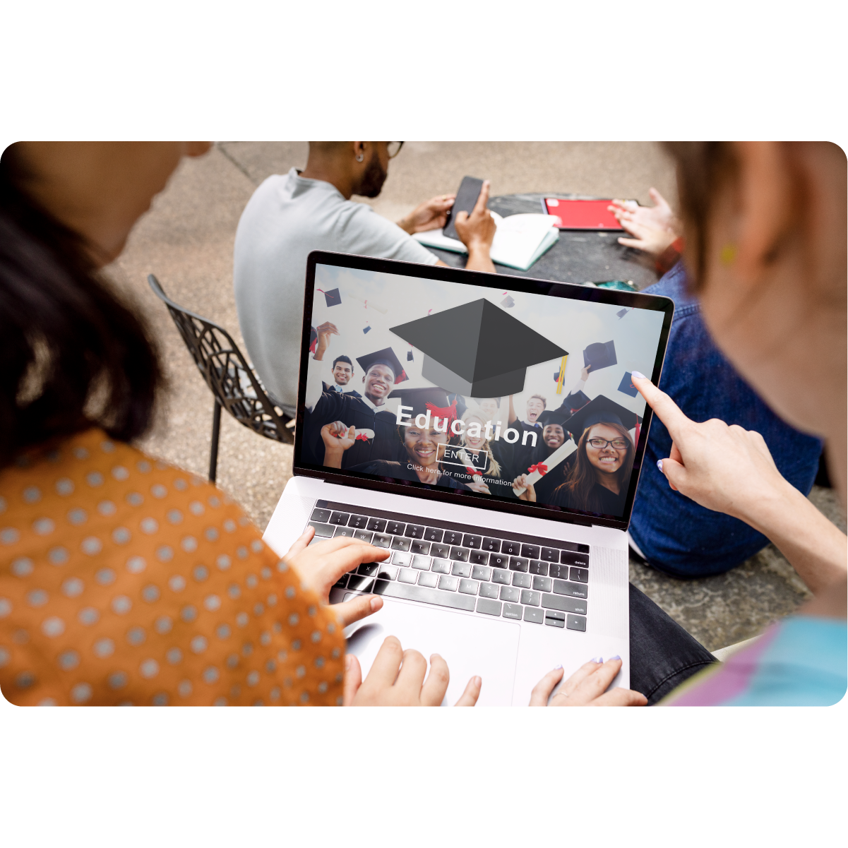 Young university students working on a computer