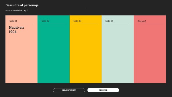 Plantilla interactiva Juego pistas personaje